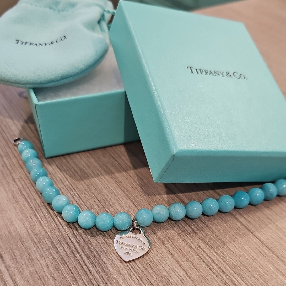 Tiffany & Co. Turquoise Bead Bracelet with Heart Charm